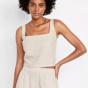 Old Navy Linen Blend Beige Crop Top New With Tags